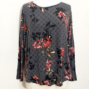 Apt. 9 Floral Patterned Long Sleeve Soft Cozy Women's Top XL